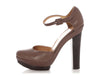 Hermès Taupe Ankle Strap Platform Pumps