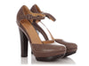 Hermès Taupe Ankle Strap Platform Pumps