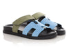 Hermes Blue and Green Suede Chypre Sandals