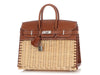 Hermès Naturel Wicker and Fauve Barenia Picnic Birkin 25