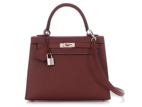 Hermès Rouge H Epsom Kelly 25 with Electrum Hardware