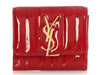 Saint Laurent Red  Quilted Patent Vicky Tri-Fold Wallet