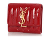 Saint Laurent Red  Quilted Patent Vicky Tri-Fold Wallet