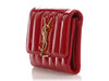 Saint Laurent Red  Quilted Patent Vicky Tri-Fold Wallet