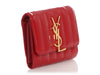 Saint Laurent Red  Quilted Patent Vicky Tri-Fold Wallet