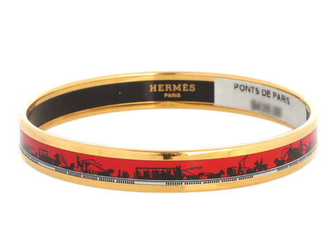 Hermès Narrow Enamel Les Ponts de Paris Bangle