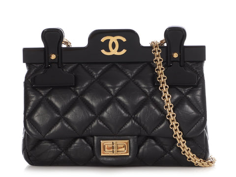 Chanel LE Mini Black Crumpled Calfskin 2.55 Reissue Hanger Flap Bag