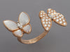 Van Cleef & Arpels 18K Rose Gold MOP and Diamond Between The Finger Butterfly Ring