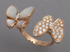 Van Cleef & Arpels 18K Rose Gold MOP and Diamond Between The Finger Butterfly Ring