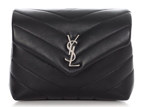 Saint Laurent Black Matelassé Loulou Toy Bag