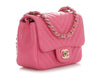 Chanel Mini Pink Chevron-Quilted Lambskin Classic