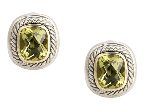 David Yurman Vintage Two-Tone Citrine Albion Pierced Earrings