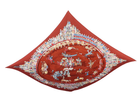 Hermès Cirque Molier Plissé Silk Scarf 90cm