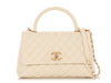 Chanel Small White Quilted Caviar Coco Handle