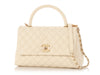 Chanel Small White Quilted Caviar Coco Handle