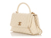 Chanel Small White Quilted Caviar Coco Handle