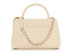 Chanel Small White Quilted Caviar Coco Handle