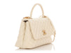 Chanel Small White Quilted Caviar Coco Handle