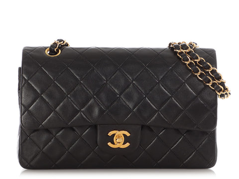 Chanel Vintage Medium/Large Black Quilted Lambskin Classic Double Flap