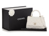 Chanel Extra Mini White Quilted Caviar Coco Handle TPM