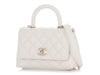 Chanel Extra Mini White Quilted Caviar Coco Handle TPM