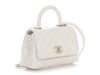 Chanel Extra Mini White Quilted Caviar Coco Handle TPM