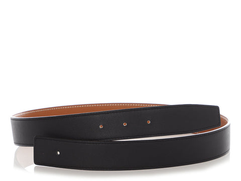 Hermès Black and Gold Reversible Belt Strap 32mm