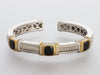 Judith Ripka Two-Tone Onyx and Diamond Kick Cuff Bracelet