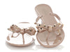 Valentino Blush Rubber Rockstud Bow Thong Sandals