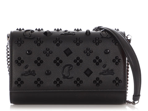 Christian Louboutin Black Calfskin Loubinthesky Spikes Paloma Clutch