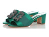 Manolo Blahnik Green Satin Martanew Slides