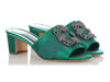 Manolo Blahnik Green Satin Martanew Slides