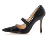 Manonlo Blahnik Black Patent Campari Mary Janes