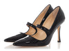 Manonlo Blahnik Black Patent Campari Mary Janes