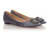 Manolo Blahnik Graphite Satin Hangisi Flats