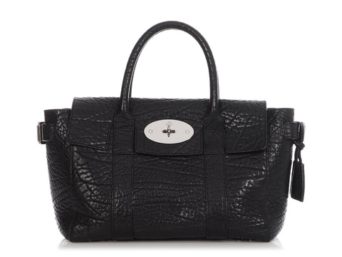 Mulberry Small Black Shrunken Calfskin Bayswater