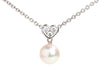 Mikimoto Akoya 18K White Gold Pearl and Diamond Heart Pendant Necklace