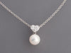 Mikimoto Akoya 18K White Gold Pearl and Diamond Heart Pendant Necklace