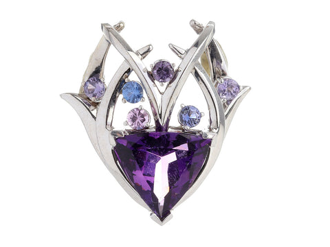 Aurum 14K White Gold Amethyst and Multi-Stone Pendant