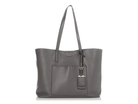 Prada Gray City Calf Shopping Tote