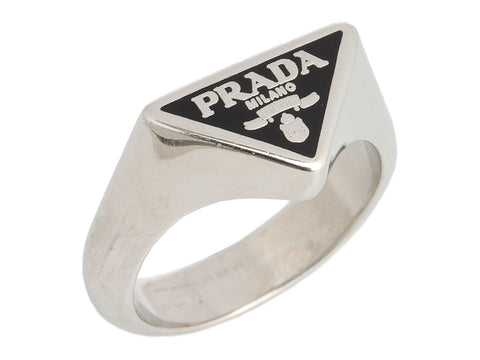 Prada Black Sterling Silver Symbole Ring