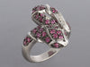 14K White Gold Pink Tourmaline and Diamond Snake Ring