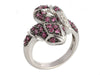 14K White Gold Pink Tourmaline and Diamond Snake Ring