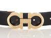 Ferragamo Black and Gold Reversible Gancini Belt