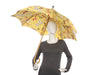 Ferragamo Vintage Shoe and Butterfly Print Yellow Handled Umbrella