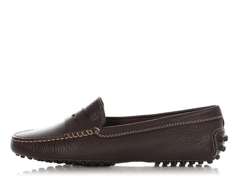 Tod's Brown Leather City Gommino Drivers