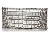 Tom Ford Metallic Silver Croc-Embossed Clutch