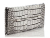 Tom Ford Metallic Silver Croc-Embossed Clutch