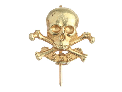 Tiffany & Co. Vintage 18K Yellow Gold Skull and Bones Yale Pin