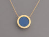 Tiffany & Co. 18K Yellow Gold Blue Agate and Diamond T Circle Pendant Necklace